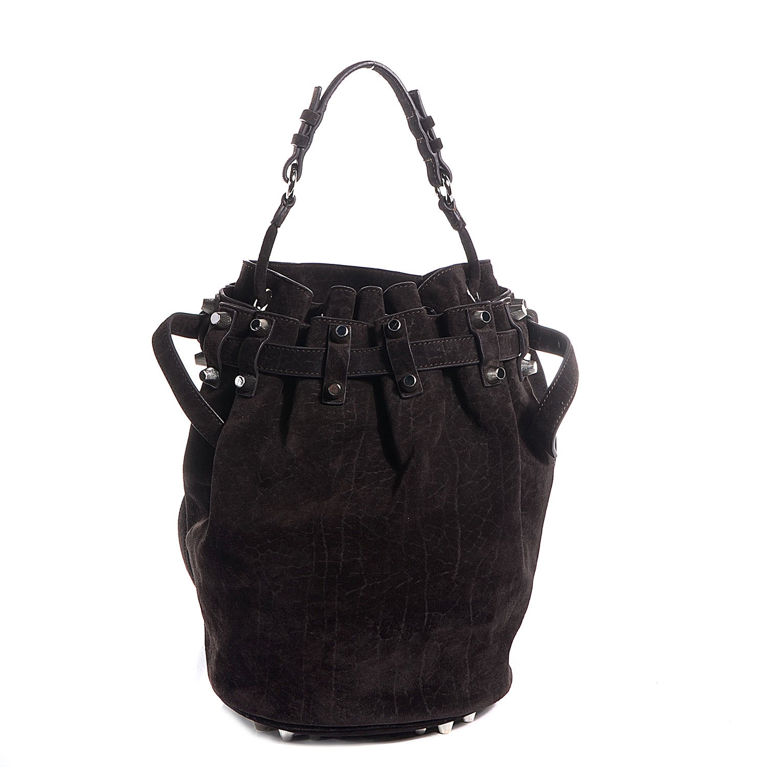 Alexander Wang Suede Diego Bucket Bag Dark Brown w Nickel Hardware 1 of 6