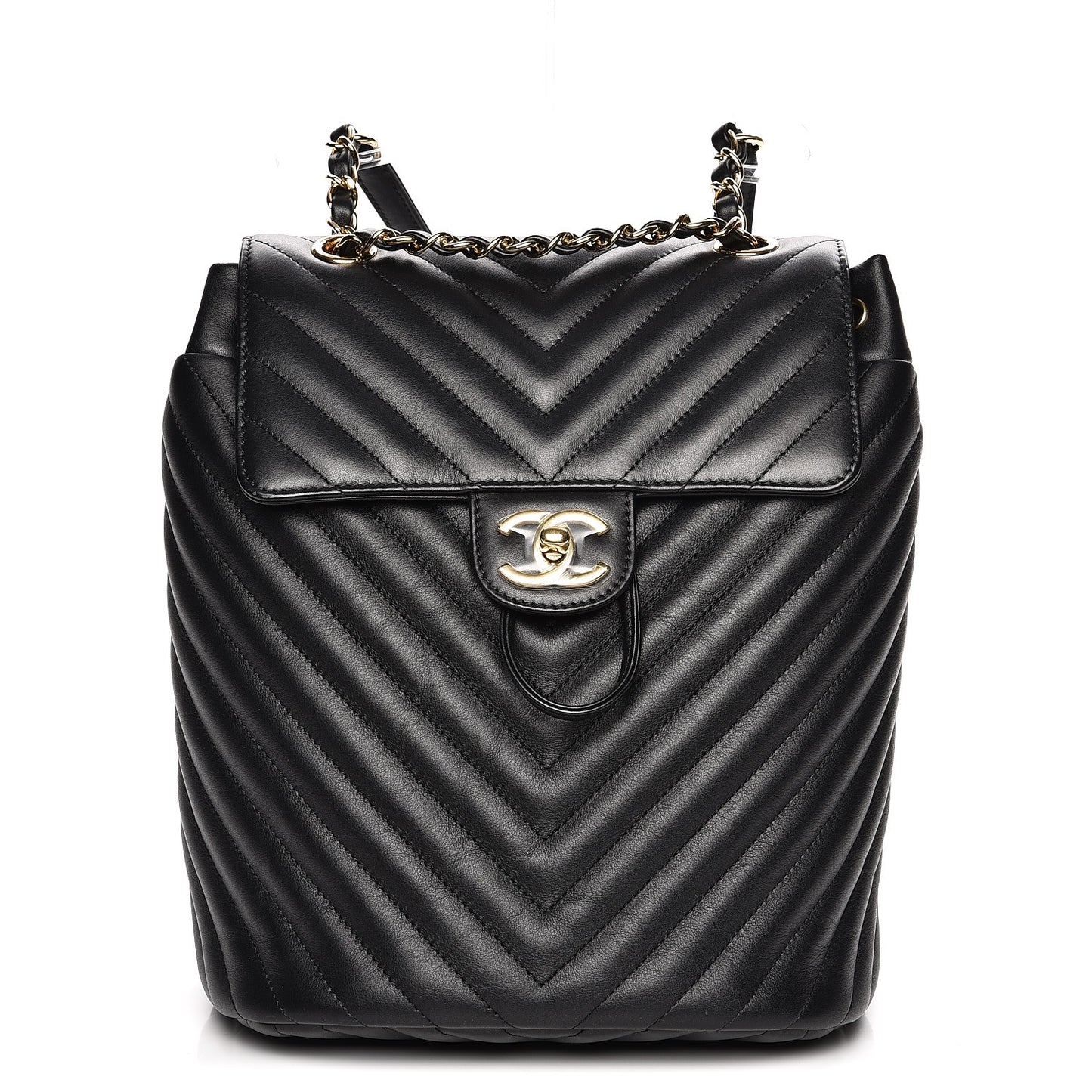 Calfskin Chevron Quilted Small Urban Spirit Backpack Black