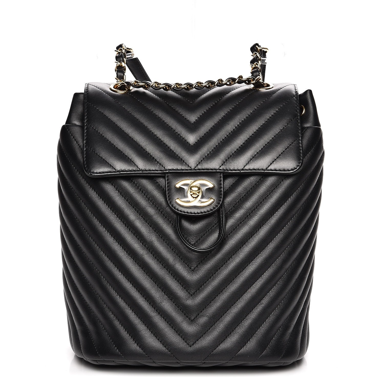 Chanel Calfskin Chevron Quilted Small Urban Spirit Backpack Black 1 of 7