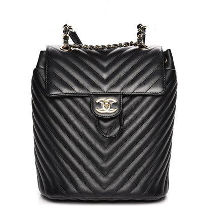Chanel Calfskin Chevron Quilted Small Urban Spirit Backpack Black 1 of 7