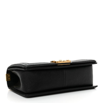 Chanel Caviar Chevron Quilted Medium Boy Flap Black 4 of 11