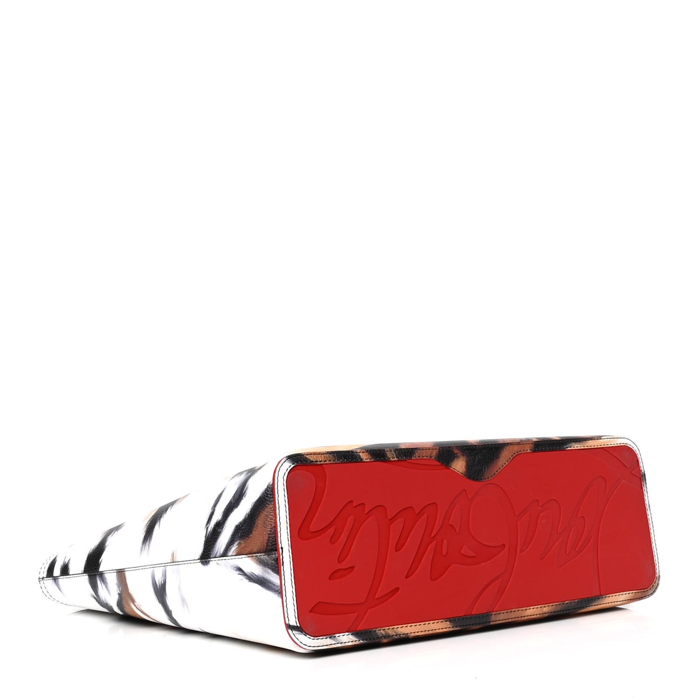 Calfskin Bengal Print Spikes East West Cabata Tote Brown