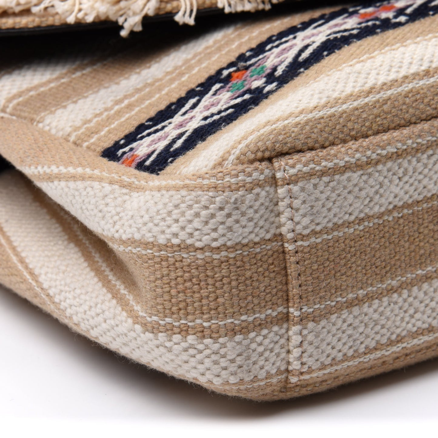 Berber Chevron Tassel Monogram Medium College Bag Black White