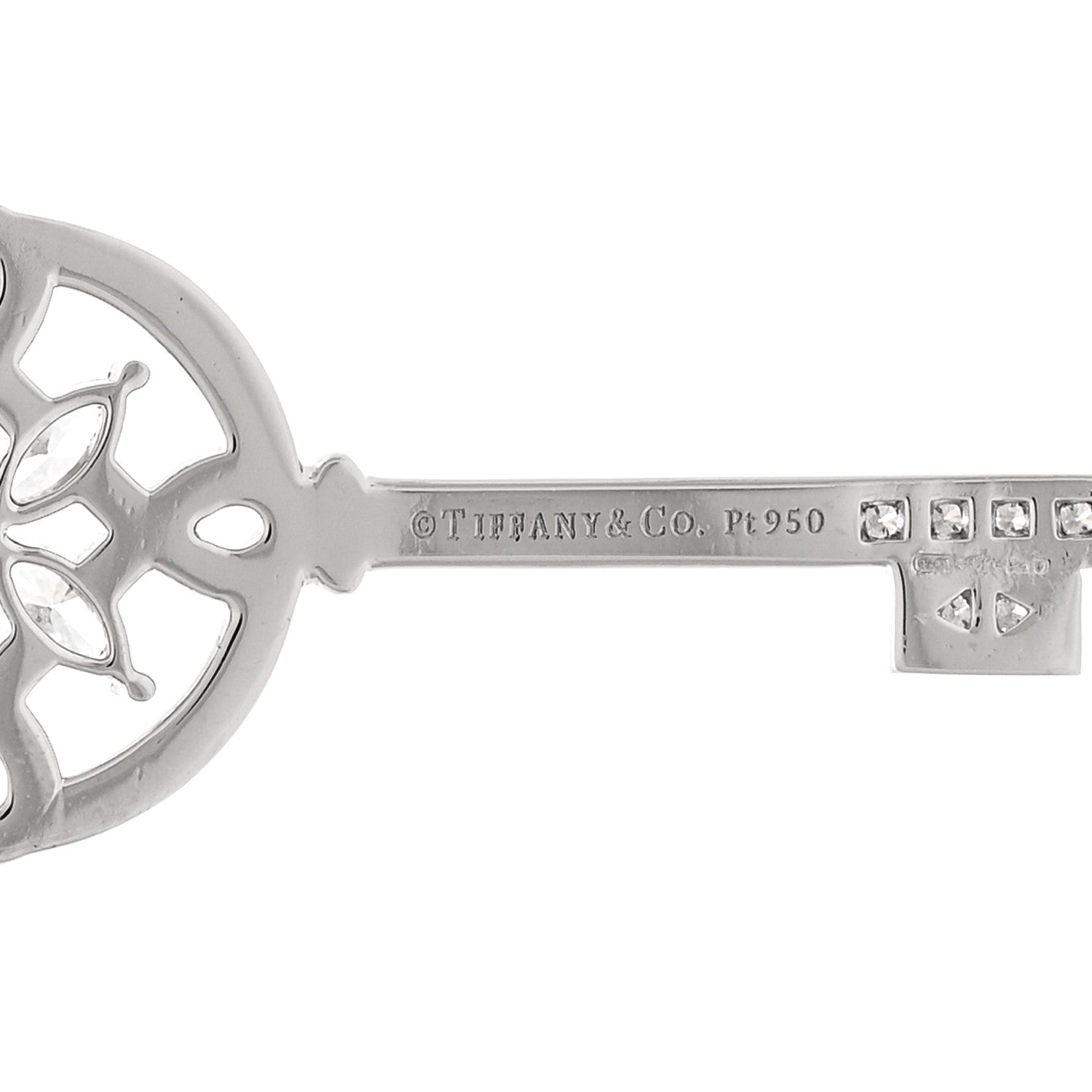 Tiffany Platinum Diamond Victoria Round Key Pendant 3 of 4