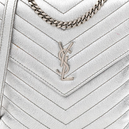 Saint Laurent Metallic Lambskin Quilted Double Flap Bag Silver 11 of 16