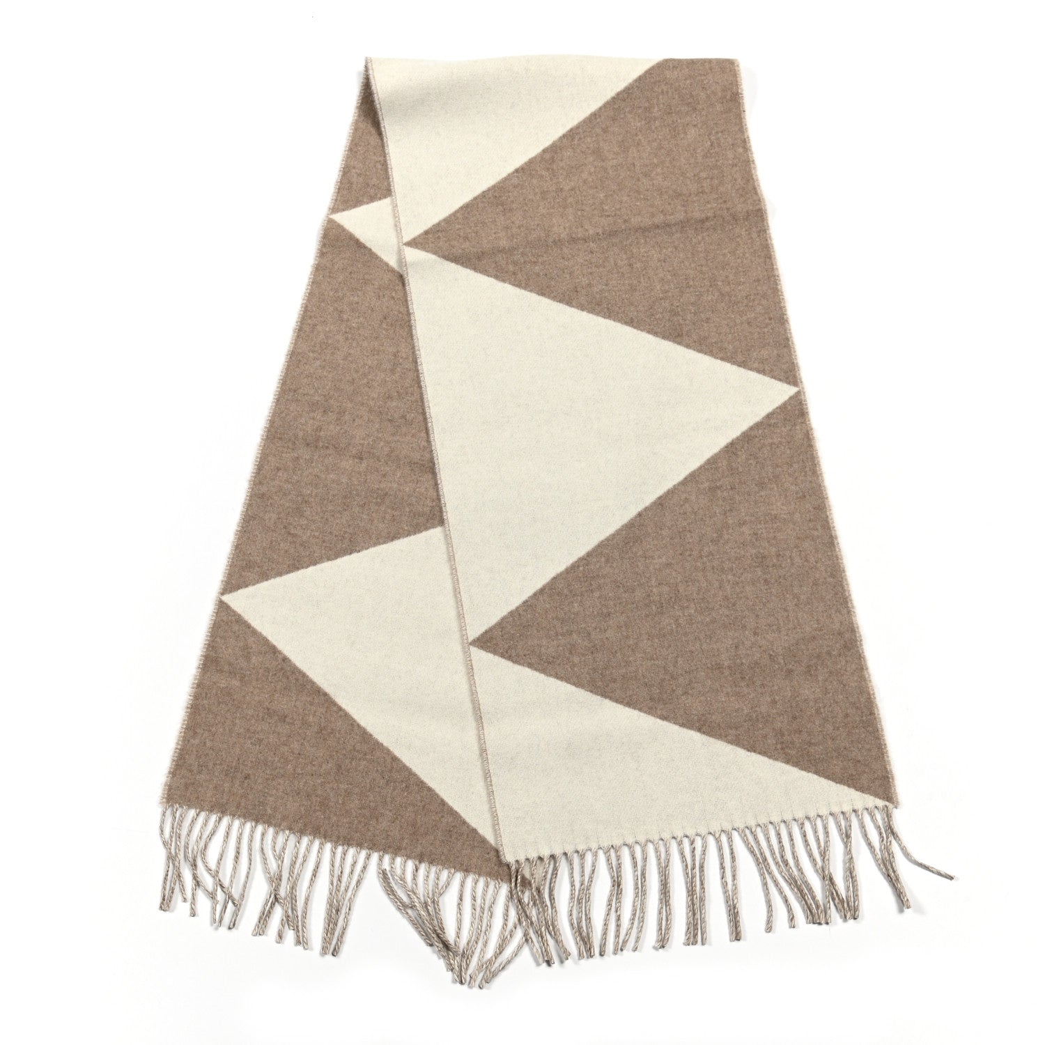 Hermes Cashmere Casaque Zig Zag Muffler Etoupe Ivory 2 of 4
