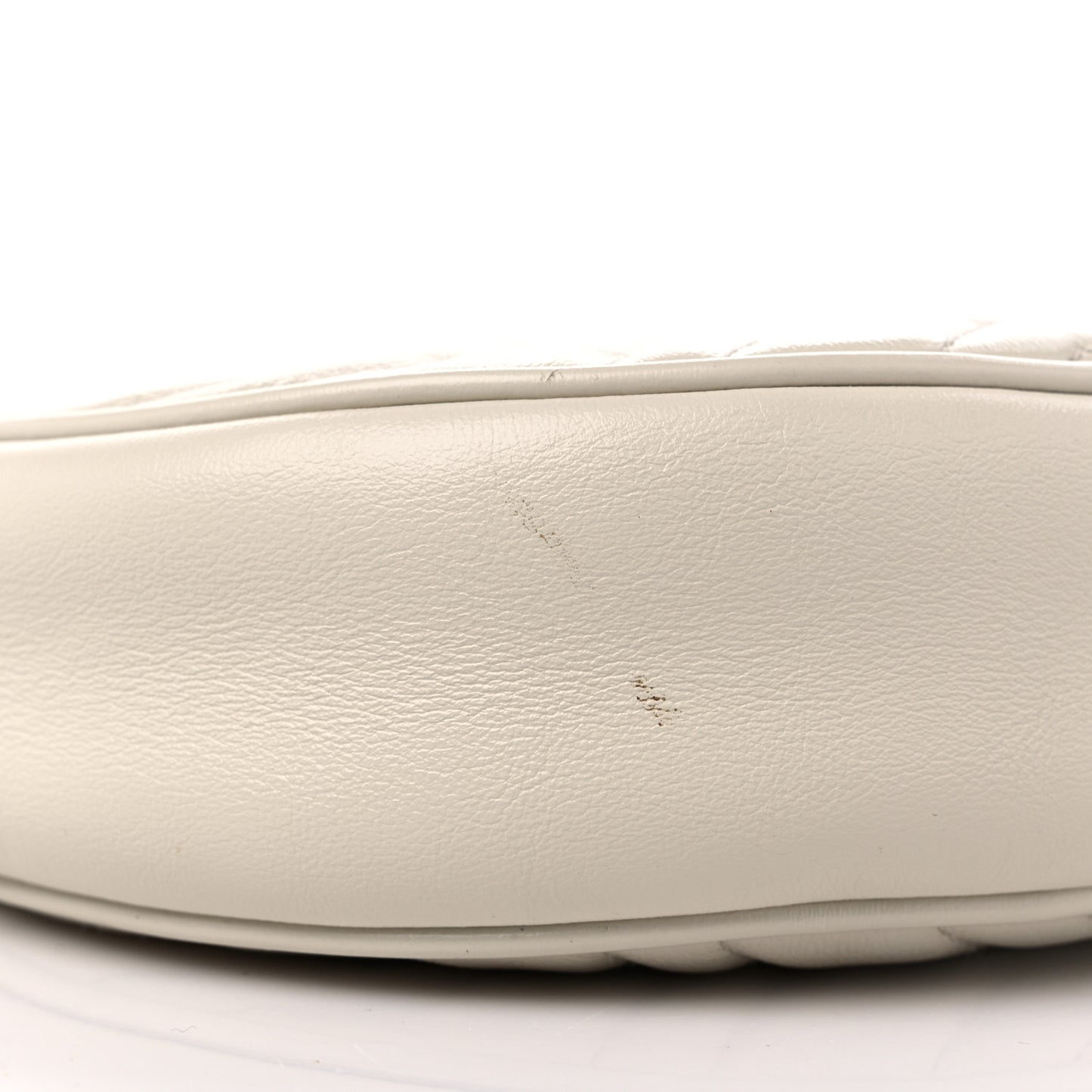 Calfskin Matelasse Mini GG Marmont Round Shoulder Bag White
