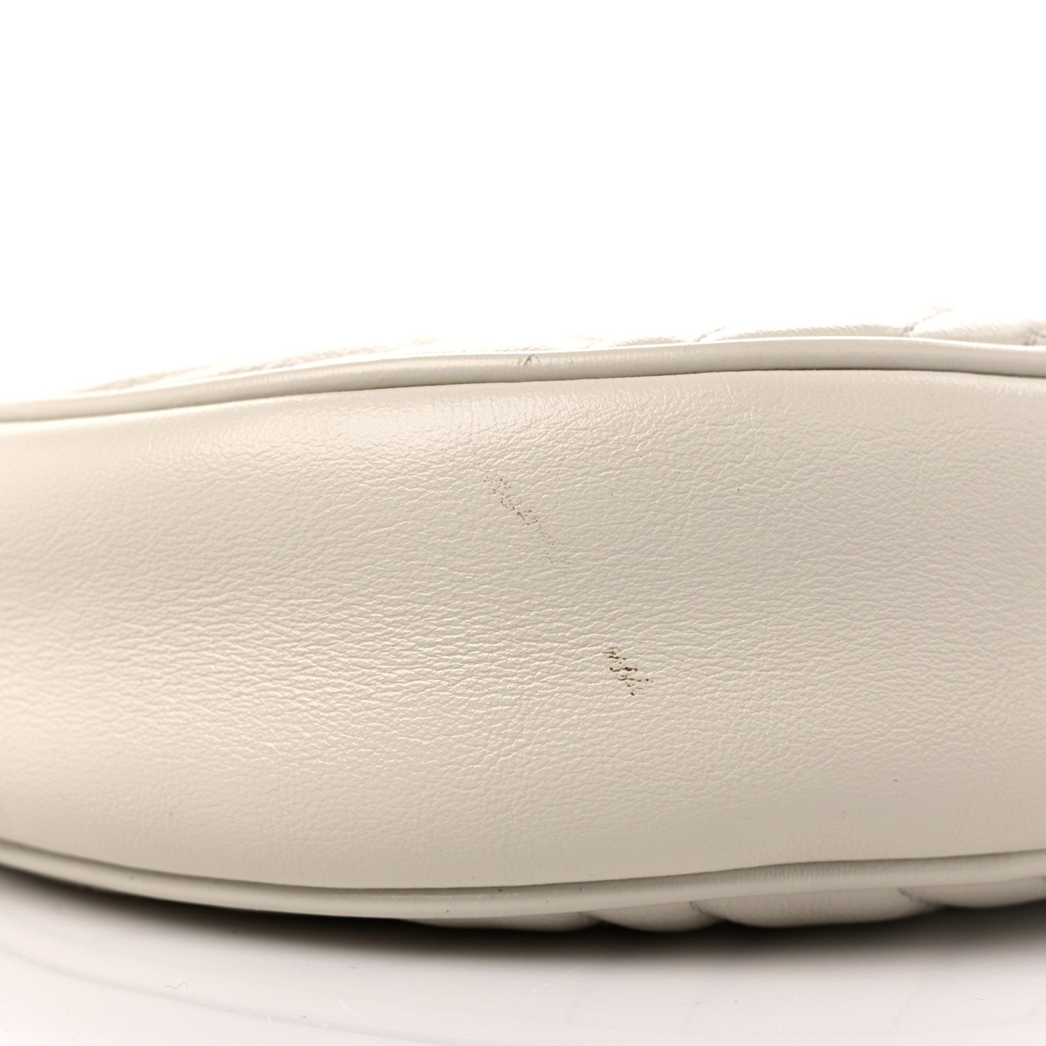 Gucci Calfskin Matelasse Mini GG Marmont Round Shoulder Bag White 9 of 13
