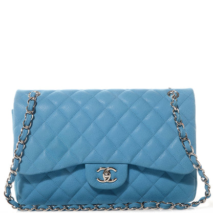 Chanel Iridescent Caviar Jumbo Double Flap Blue 1 of 10