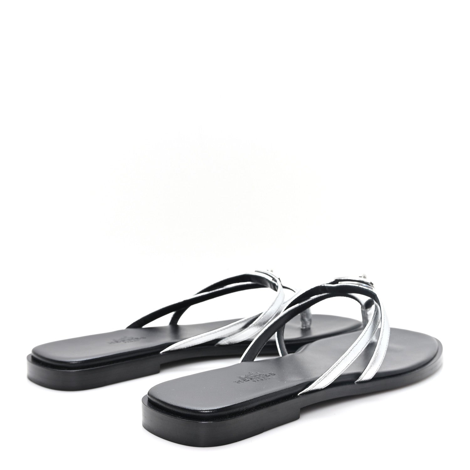 Hermes Metallic Goatskin Miss Sandals 39 Gris Argente 5 of 9