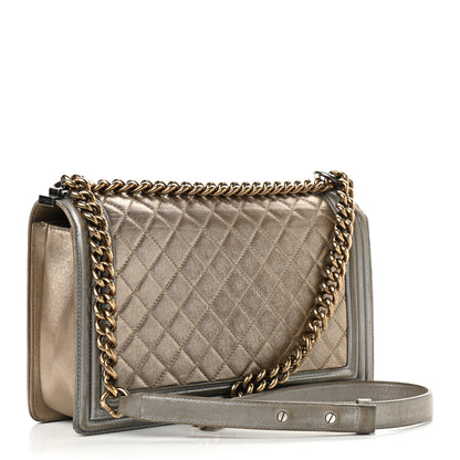 Chanel Metallic Calfskin Quilted New Medium Boy Flap Khaki 3 of 14