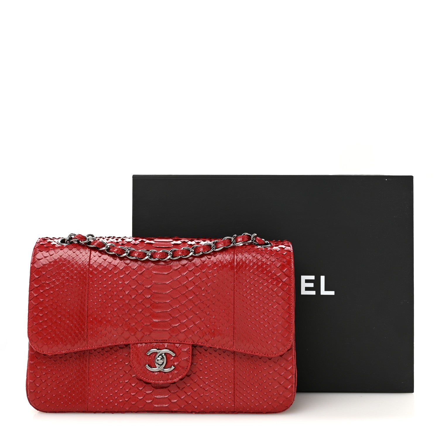 Chanel Snakeskin Jumbo Double Flap Red 14 of 14