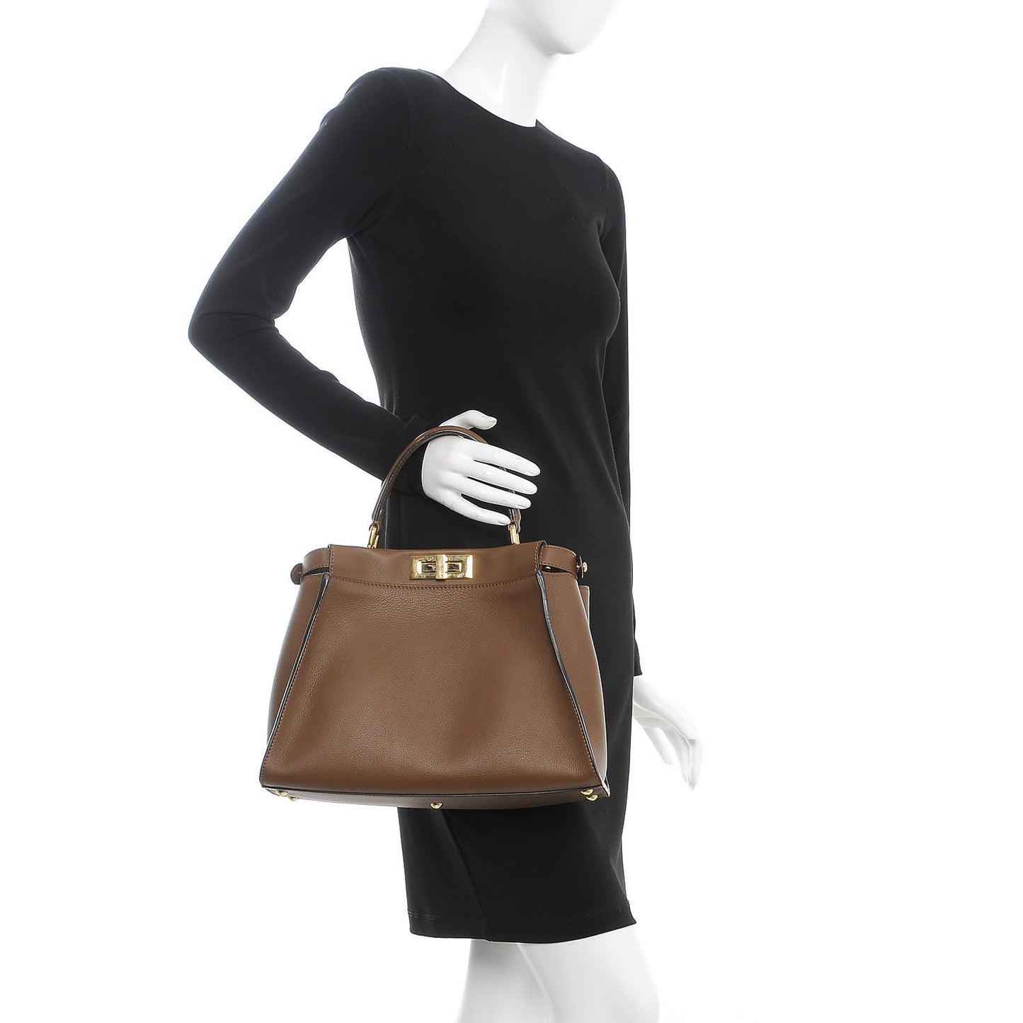 Vitello Seta Fabric Jacquard Pequin Medium Peekaboo Iconic Satchel Foresta Tobacco