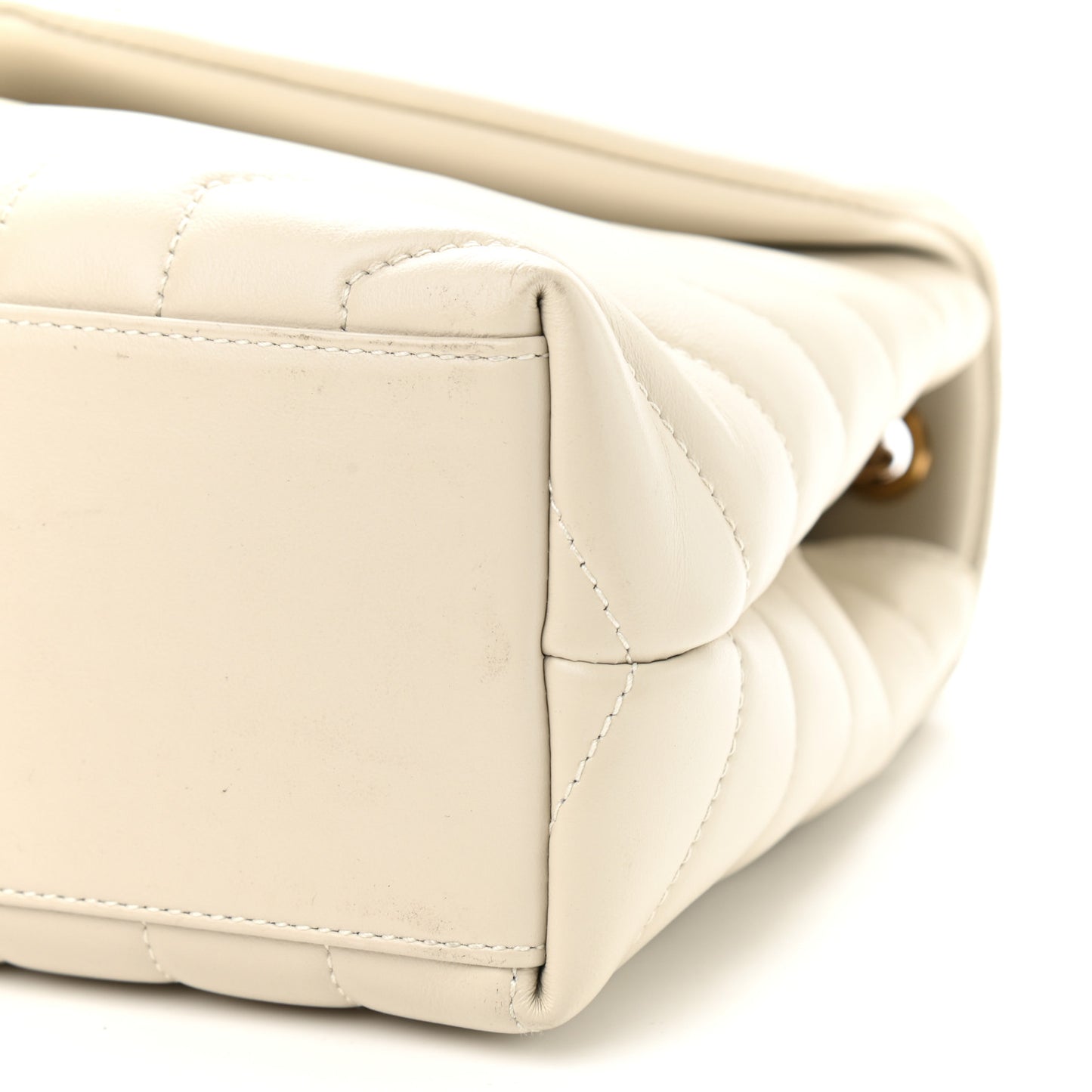 Calfskin Y Quilted Monogram Small Loulou Chain Satchel Crema Soft