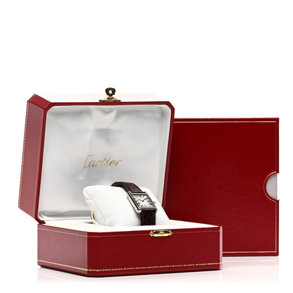 Cartier Stainless Steel Alligator 24mm Tank Solo Quartz Watch Burgundy 5 of 5