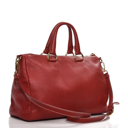 Prada Vitello Daino Top Handle Shoulder Bag Rosso 4 of 13