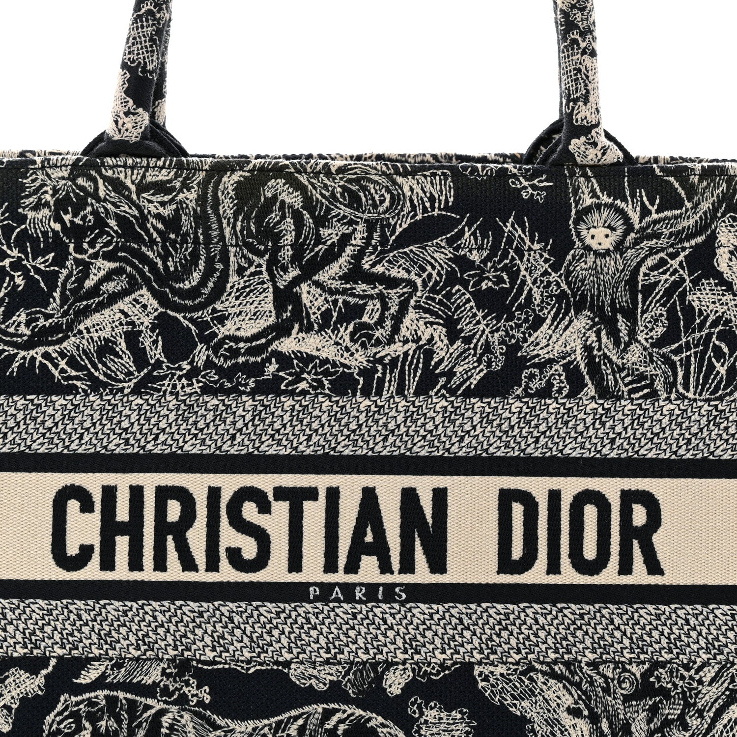 Christian Dior Canvas Embroidered Medium Dioriviera Toile De Jouy Reverse Book Tote Blue 8 of 15