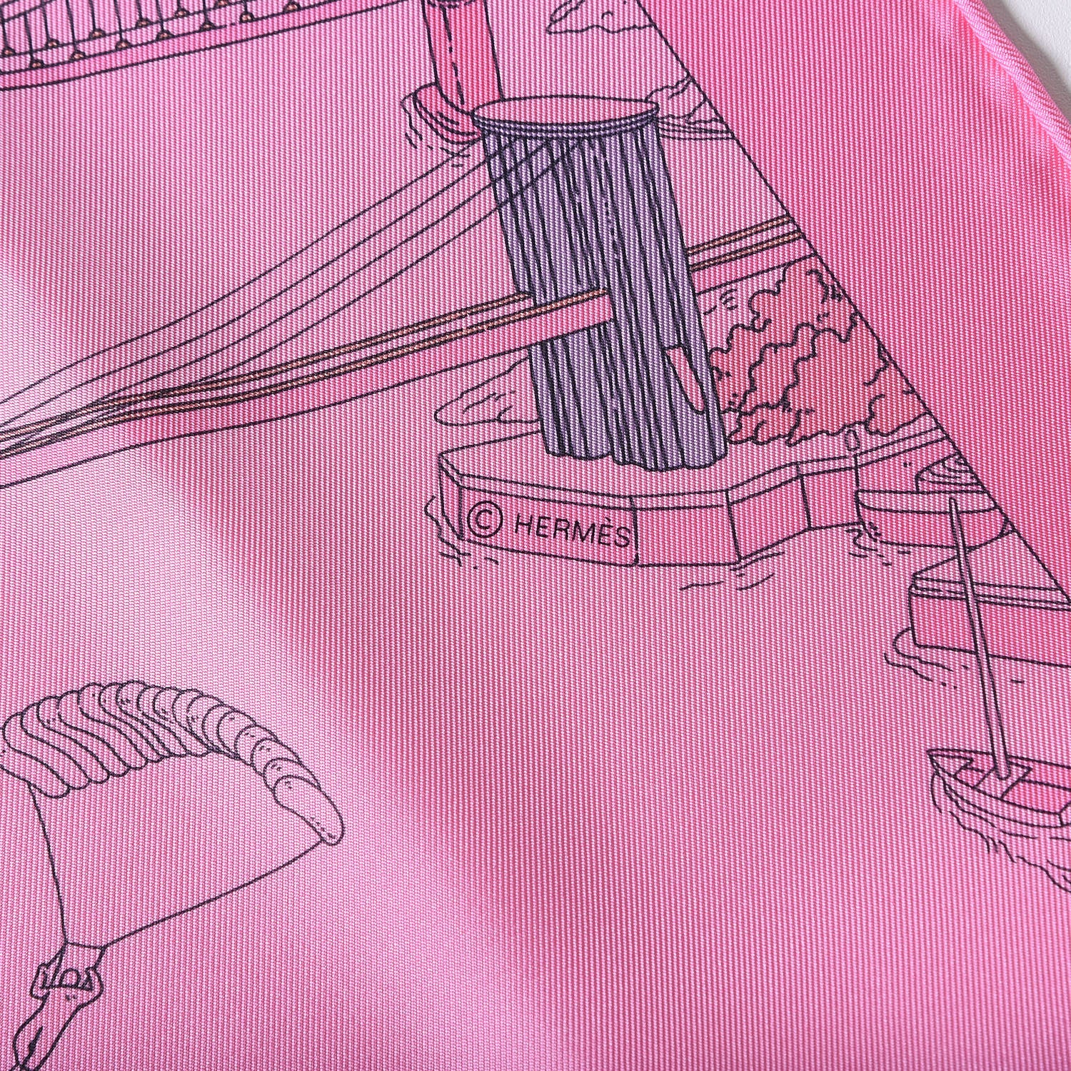 Hermes Silk The Battery New York Scarf 90 Rose Malabar Jaune 8 of 8