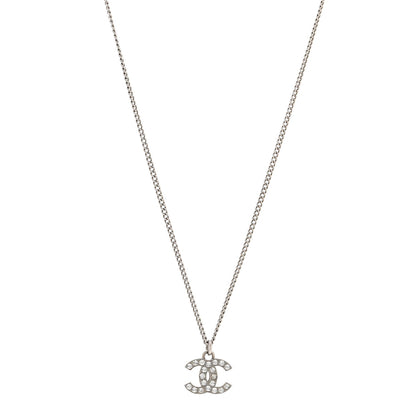 Chanel Crystal Timeless CC Necklace Silver 1 of 7
