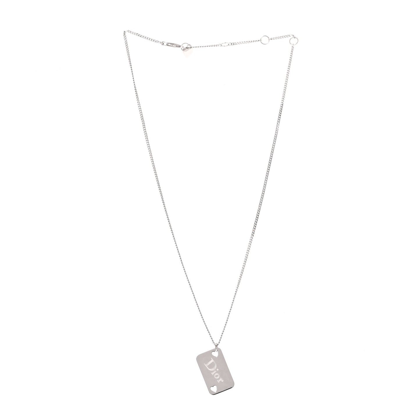 Enamel Logo Tag Short Necklace Silver