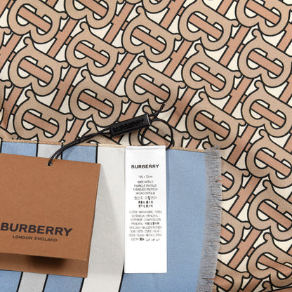 Burberry Silk Reversible Monogram Print Scarf Pale Blue 3 of 4