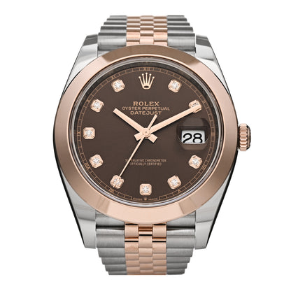 Rolex Stainless Steel 18K Everose Gold Diamond 41mm Oyster Perpetual Datejust Watch Chocolate 126301 1 of 5