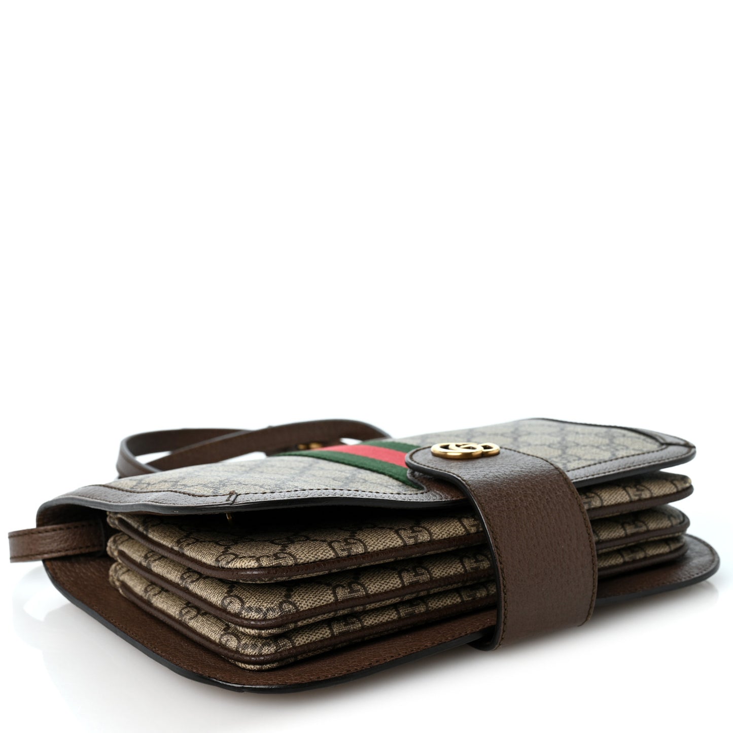 GG Supreme Monogram Web Ophidia Flap Messenger Bag  Beige New Acero