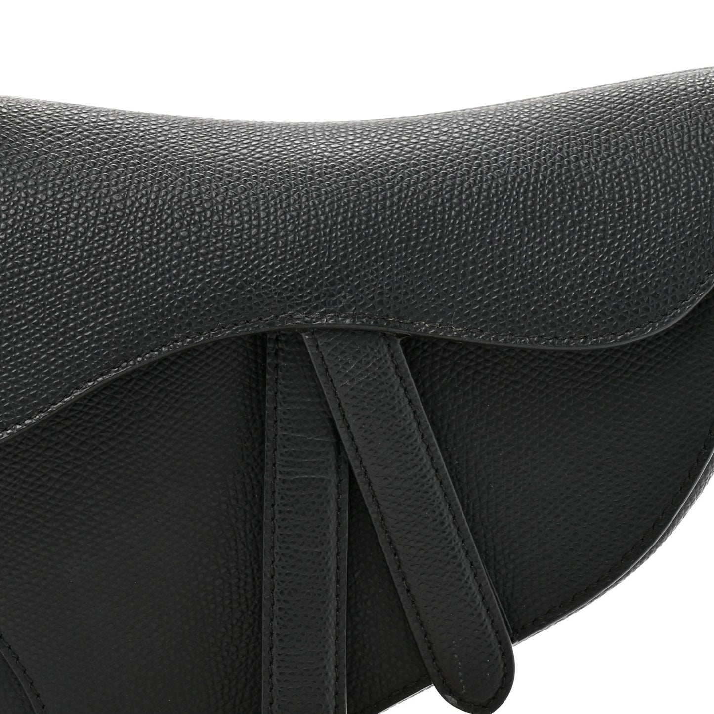 Grained Calfskin Mini Saddle Bag Black