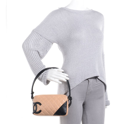 Chanel Calfskin Quilted Cambon Pochette Beige Black 2 of 8