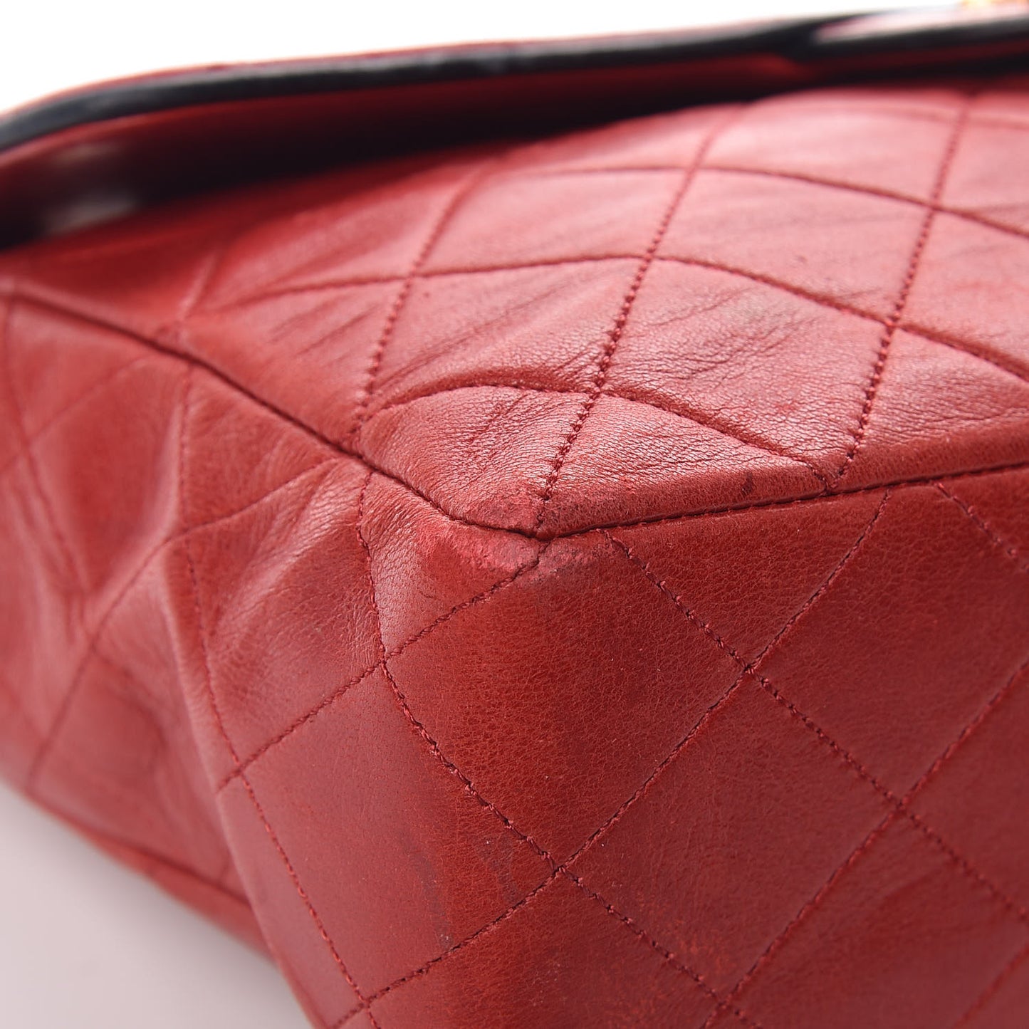 Lambskin Quilted Bi-Color Small Single Flap Red Black