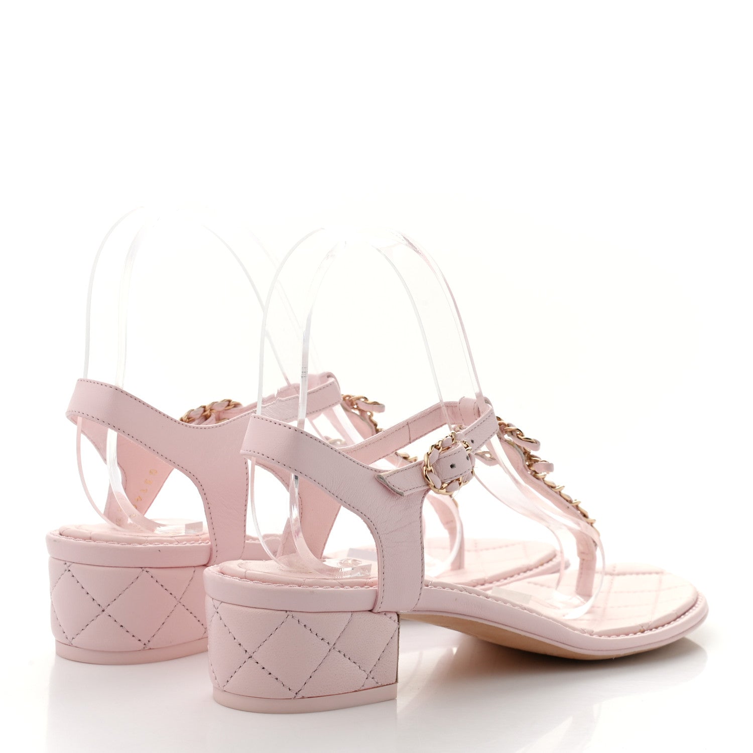 Chanel Lambskin Chain CC Logo Thong Sandals 37.5 Light Pink 4 of 10