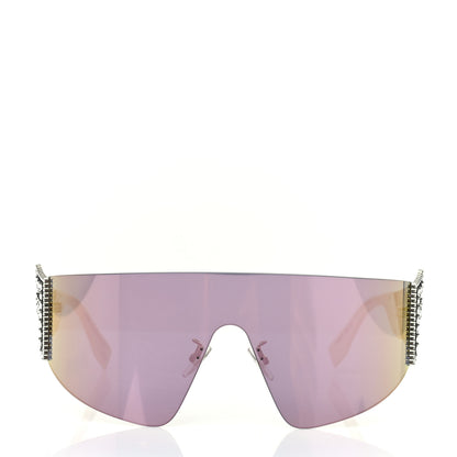 Fendi Mirrored Crystal Embellished FFreedom Shield Sunglasses FF 0382/S Pink 2 of 7