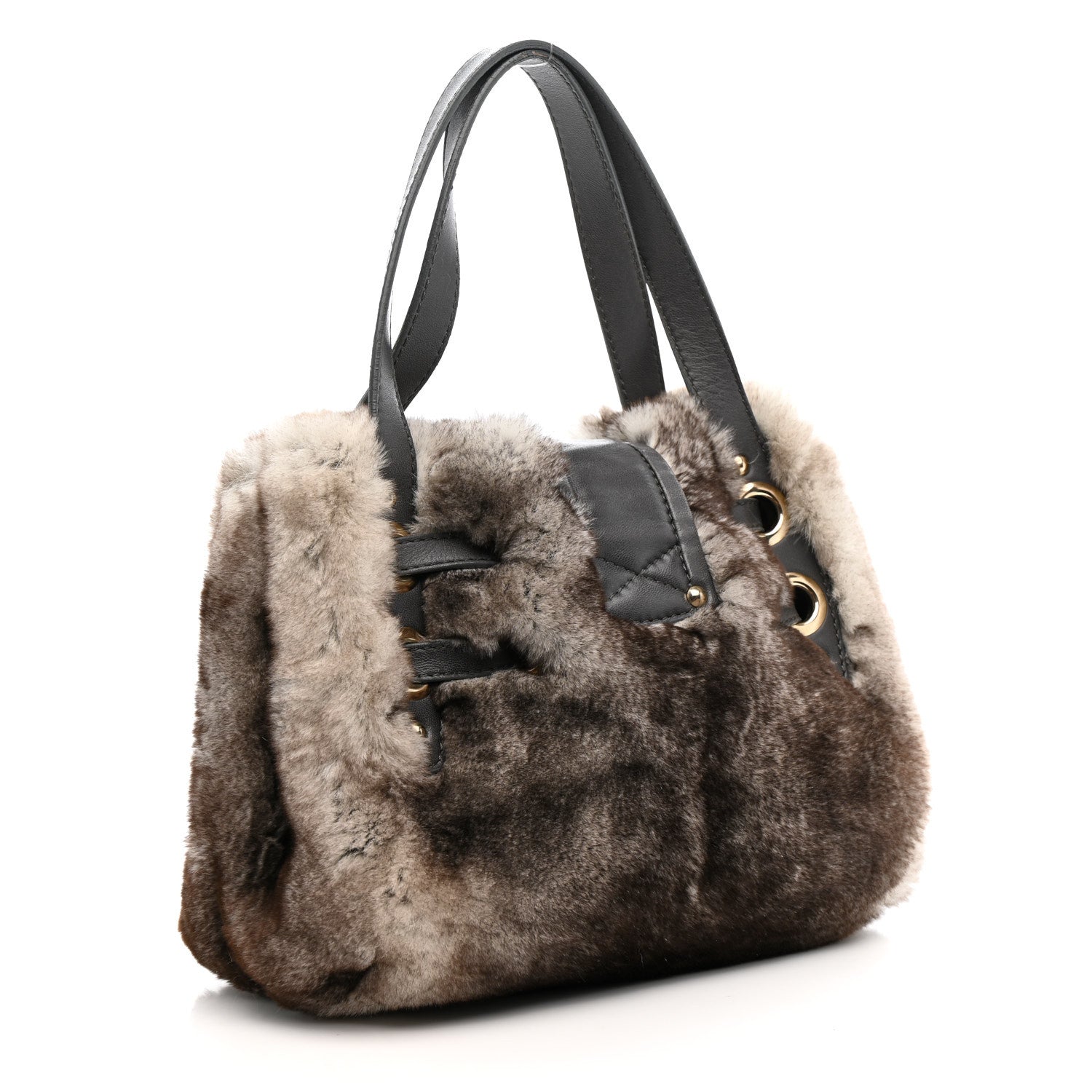Jimmy Choo Chinchilla Fur Ramona White Grey 3 of 11