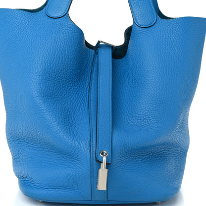 Hermes Taurillon Clemence Picotin Lock 22 MM Bleu Zanzibar 8 of 11