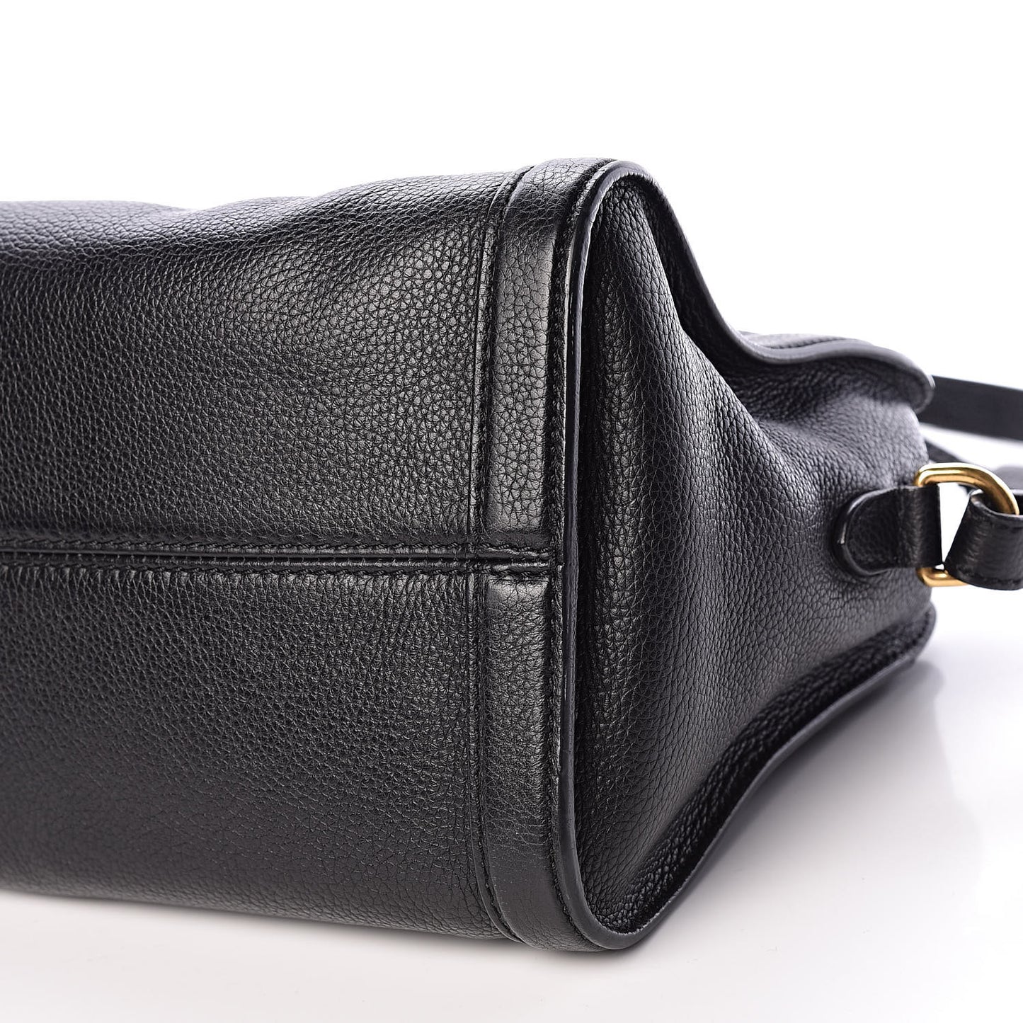 Pebbled Calfskin Small Skull Padlock Zip Around Tote Black