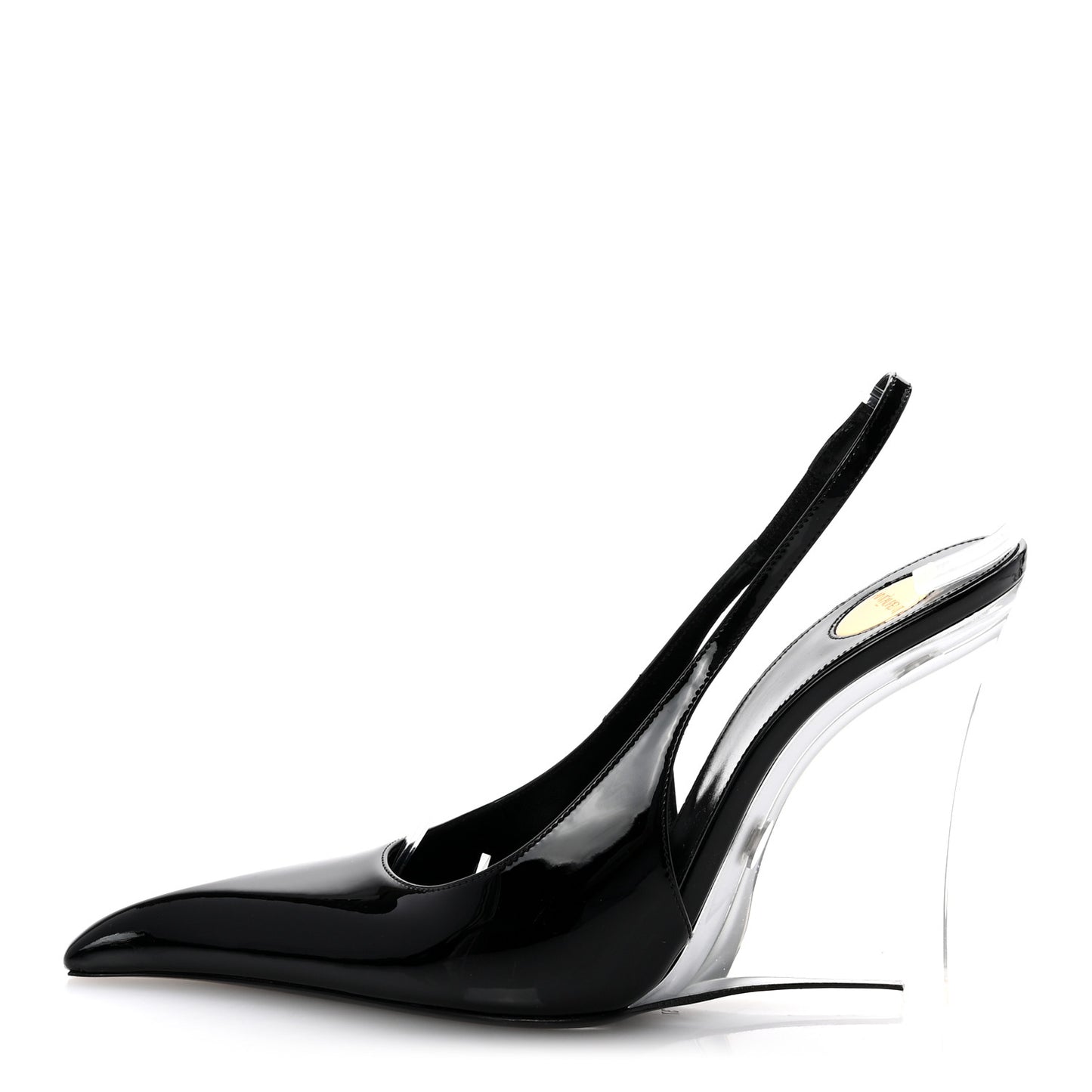 Patent Calfskin PVC Miller 110 Slingback Pumps 37.5 Black