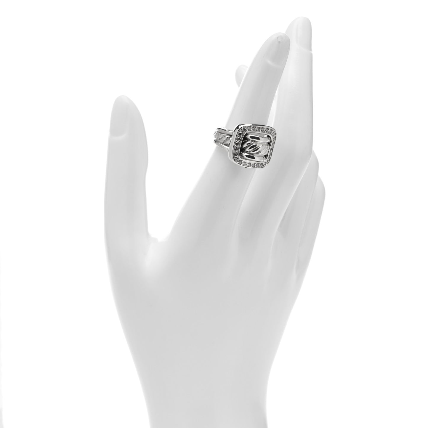 Sterling Silver Diamond Buckle Ring 52 6