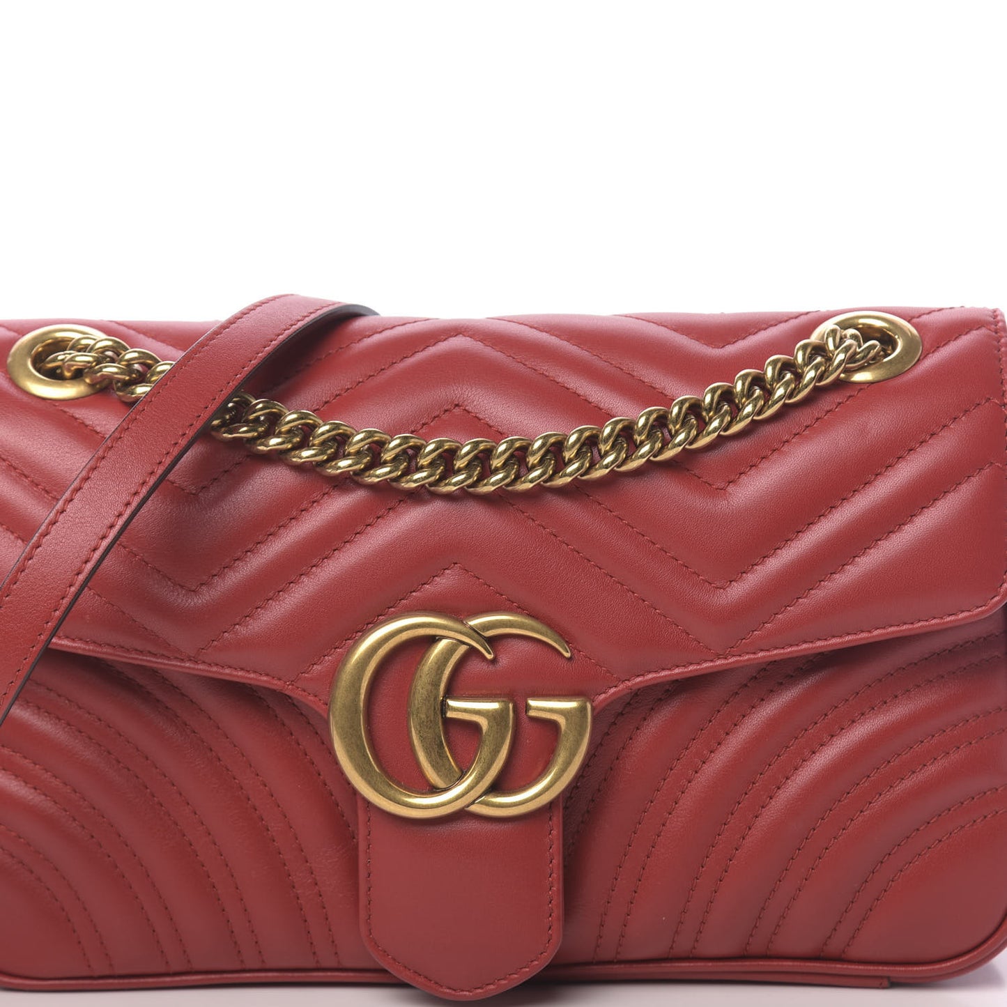 Calfskin Matelasse Small GG Marmont Shoulder Bag Hibiscus Red