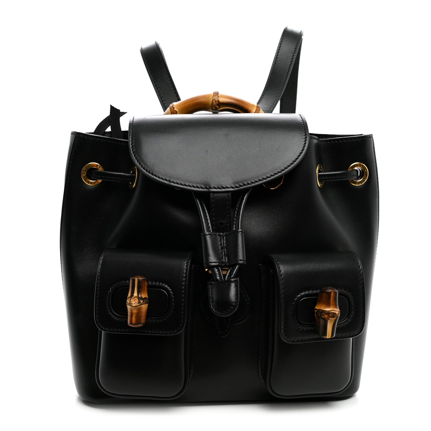 Calfskin Bamboo Backpack Black