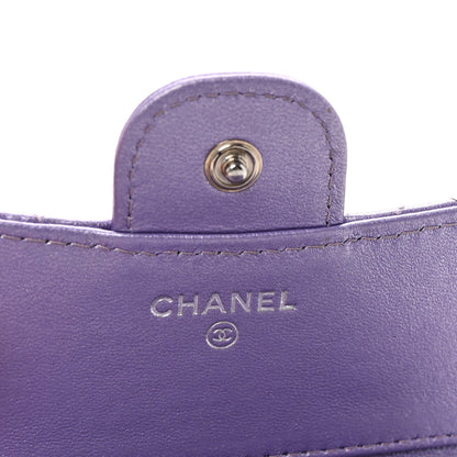 Chanel Metallic Lambskin Quilted Compact Flap Wallet Light Purple 6 of 9