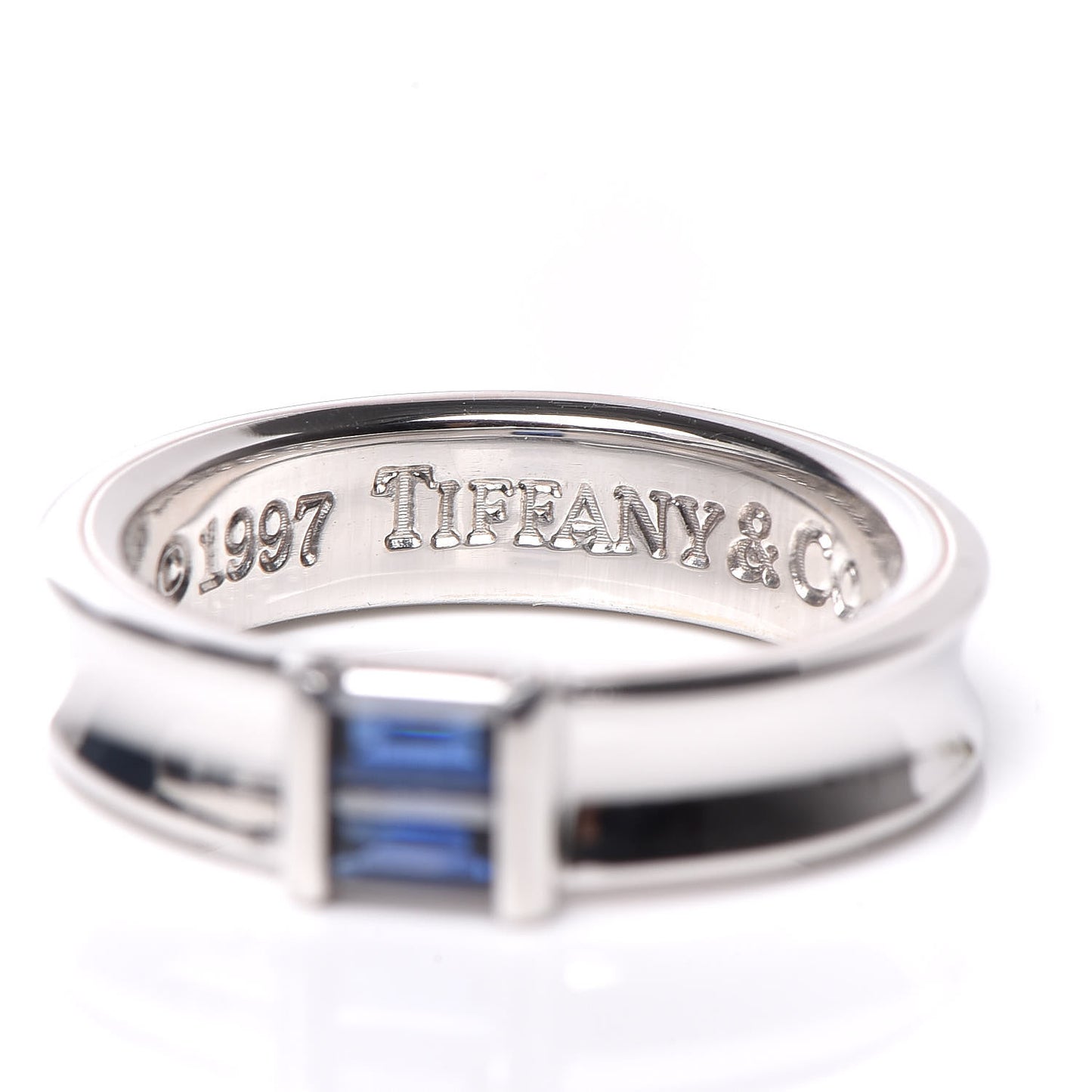18K White Gold Blue Sapphire Stacking Ring 49 4.75