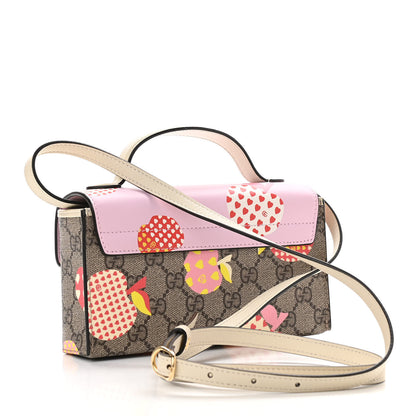 Gucci GG Supreme Monogram Les Pommes Mini Padlock Top Handle Shoulder Bag Beige Ebony Multicolor Cotton Candy Pink 3 of 9
