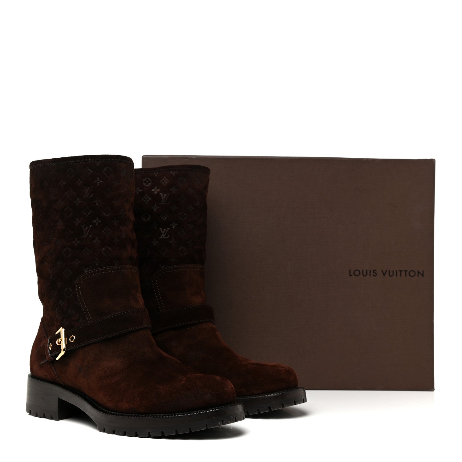 Louis Vuitton Suede Monogram Low Boots 37.5 Brown 8 of 8