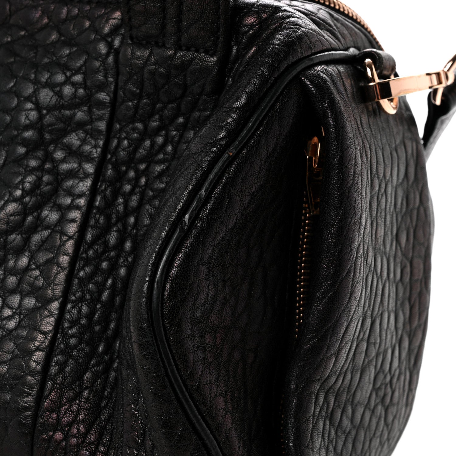 Alexander Wang Pebbled Lambskin Rockie Black Rose Gold Hardware