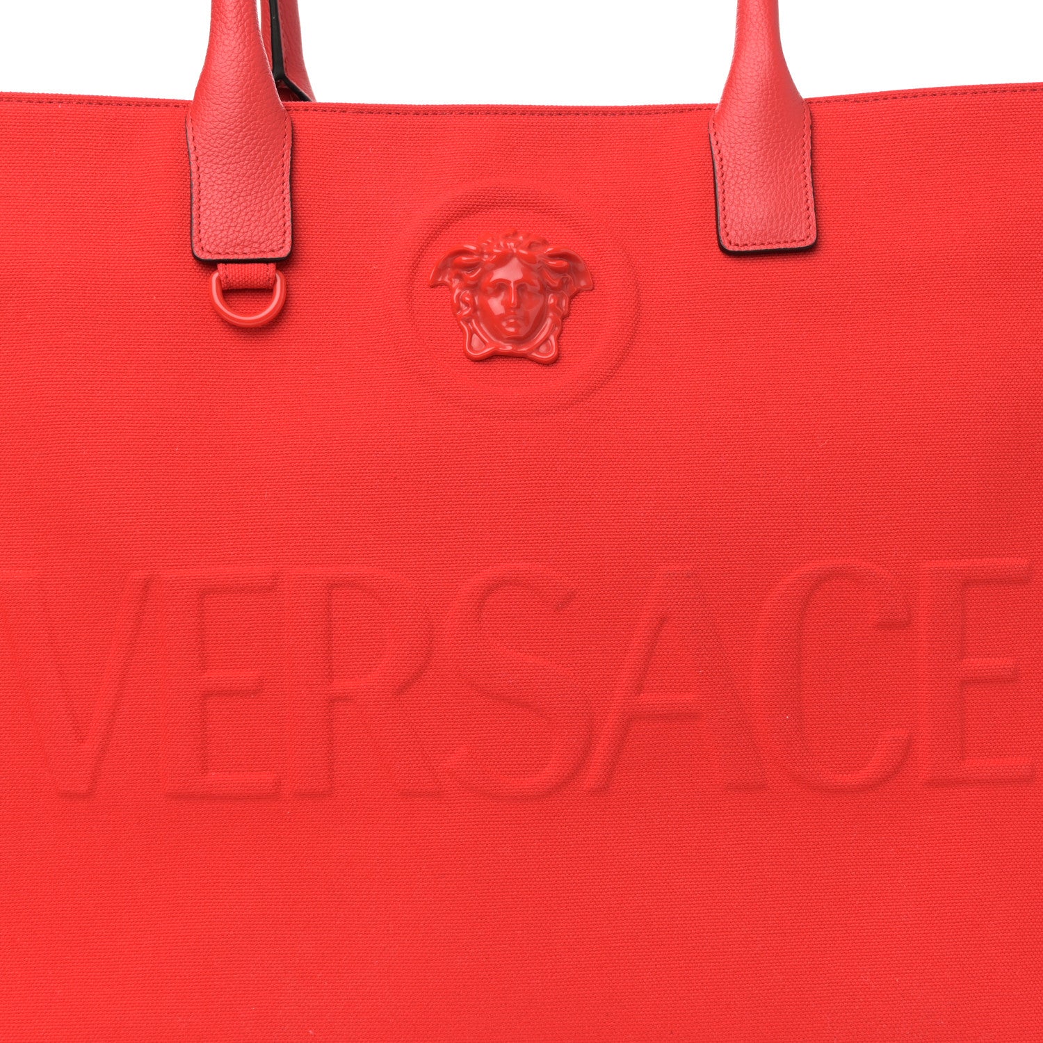 Versace Canvas Calfskin La Medusa Tote Bag Red 8 of 11