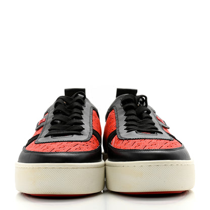 Christian Louboutin Calfskin Printed Mens Happyrui Techno Flat Sneakers 42.5 Black Smoothie 2 of 10