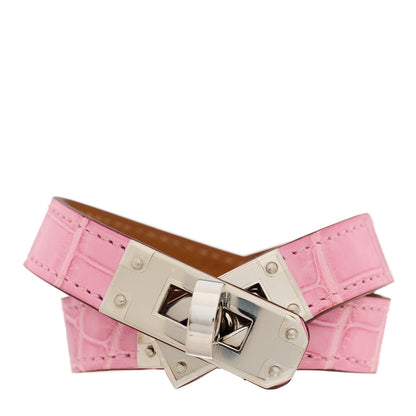 Hermes Matte Alligator Kelly Double Tour Bracelet 5P Pink 1 of 6
