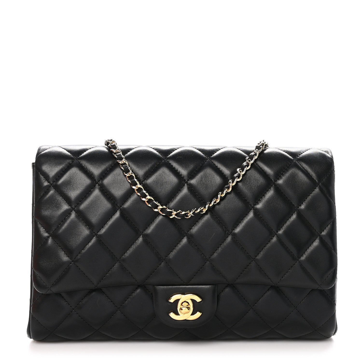 Chanel Lambskin Quilted Clutch With Chain Flap Black 1 of 11