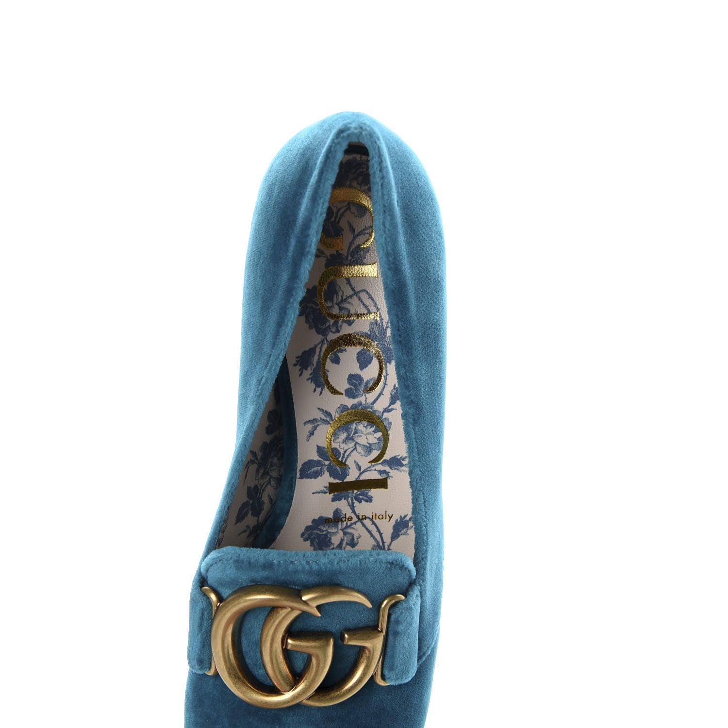 Gucci Softy Velvet GG Victoire 55mm Loafer Pumps 36.5 Pavone 7 of 10