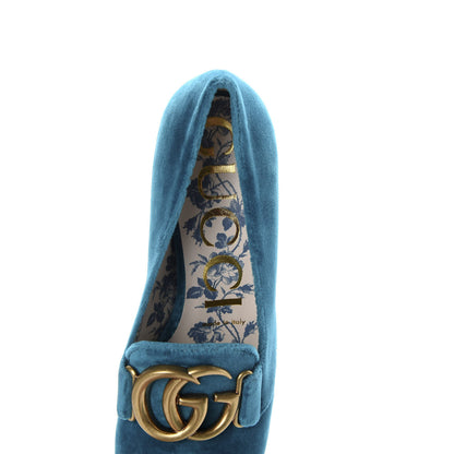 Gucci Softy Velvet GG Victoire 55mm Loafer Pumps 36.5 Pavone 7 of 10